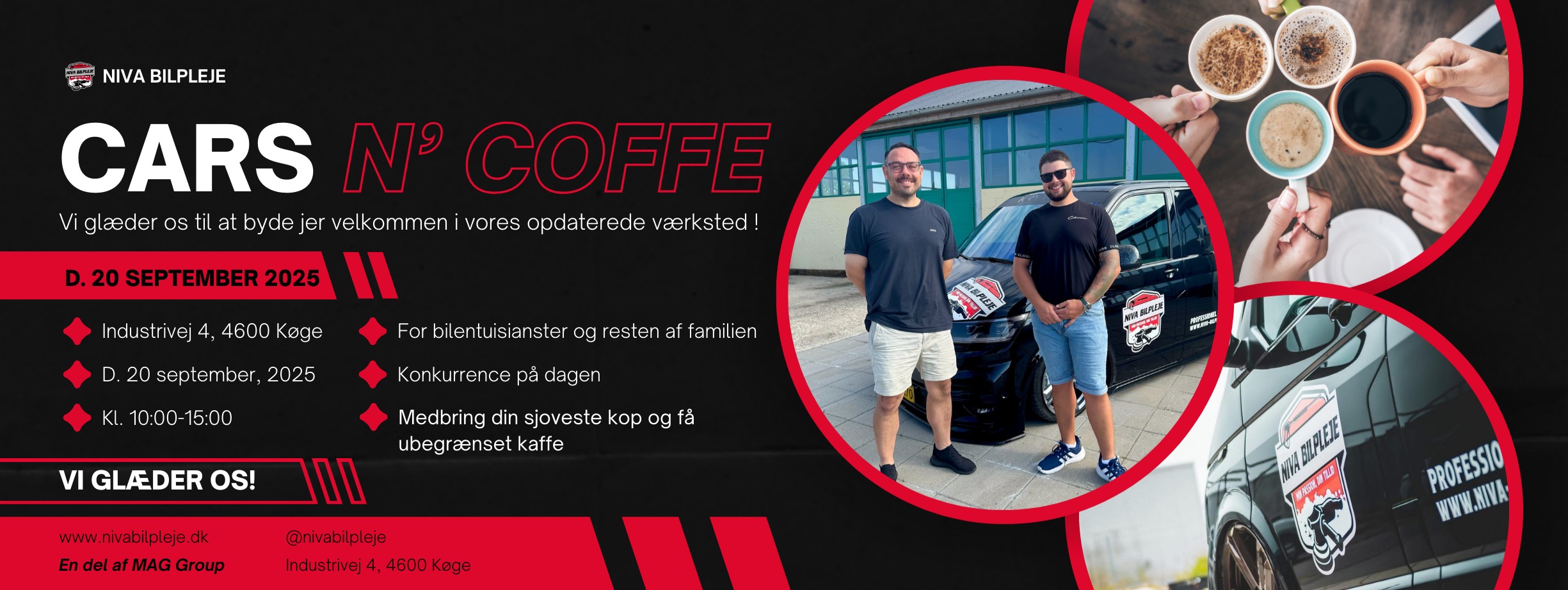 DriveMeetups data som træf hos Cars n´coffee - Niva Bilpleje - Kom med til dette træf den 20/Sep  som afholdes af DriveMeetups Crew
